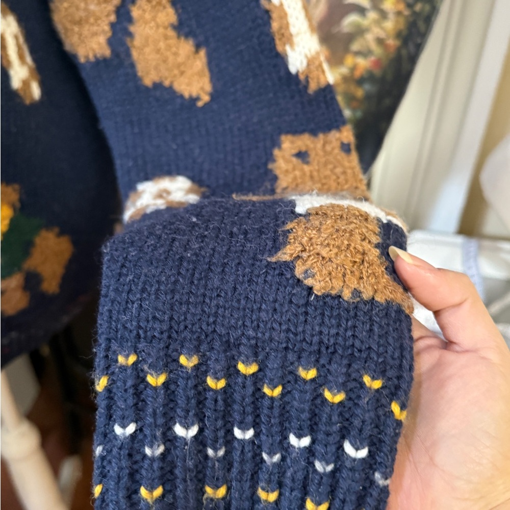 Navy Blue Teddy Bear Cardigan Sweater - Picture 4 of 6